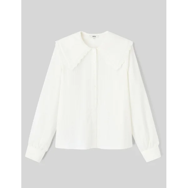Chemise maxi col Blanc écru