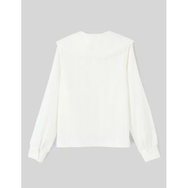 Chemise maxi col Blanc écru
