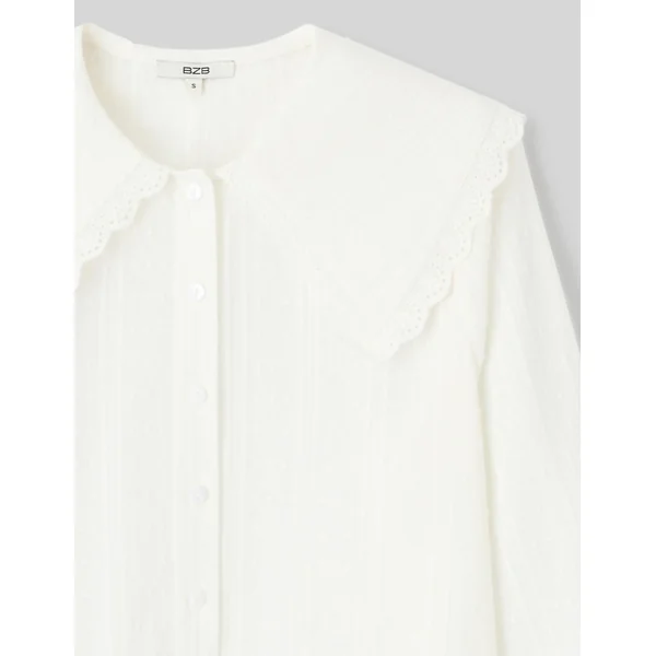 Chemise maxi col Blanc écru