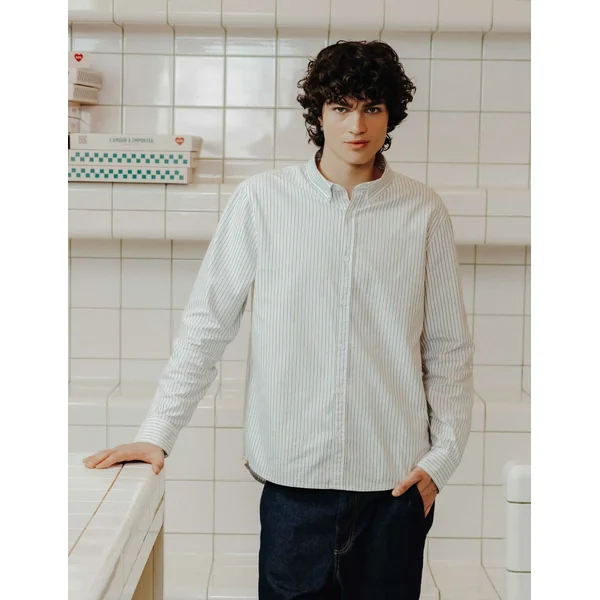 Chemise oxford rayée Blanc/ Ecru