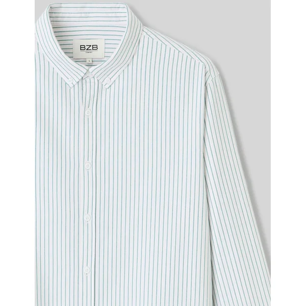 Chemise oxford rayée Blanc/ Ecru