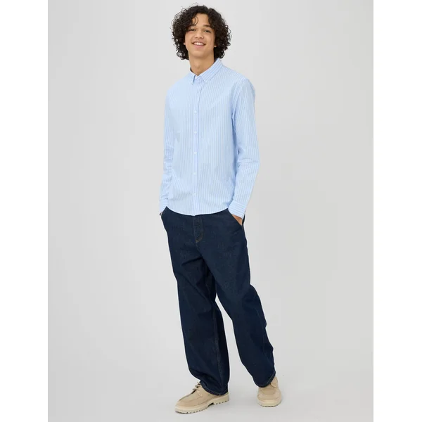 Chemise oxford rayée Bleu clair