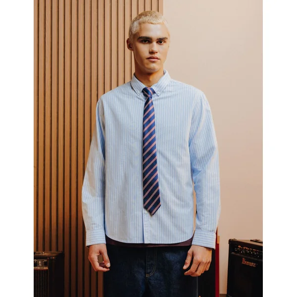 Chemise oxford rayée Bleu clair