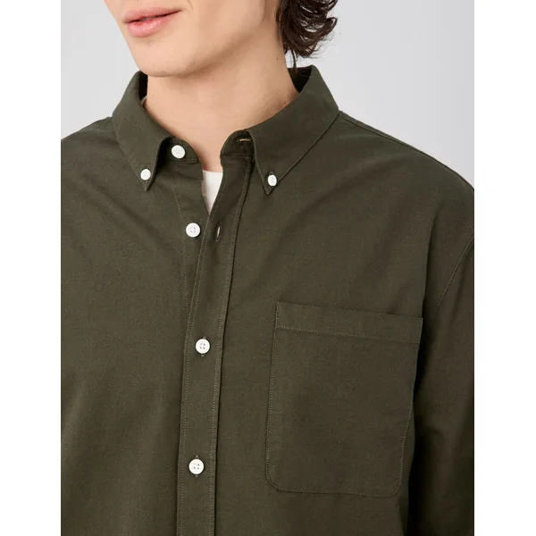 Chemise oxford unie Kaki foncé