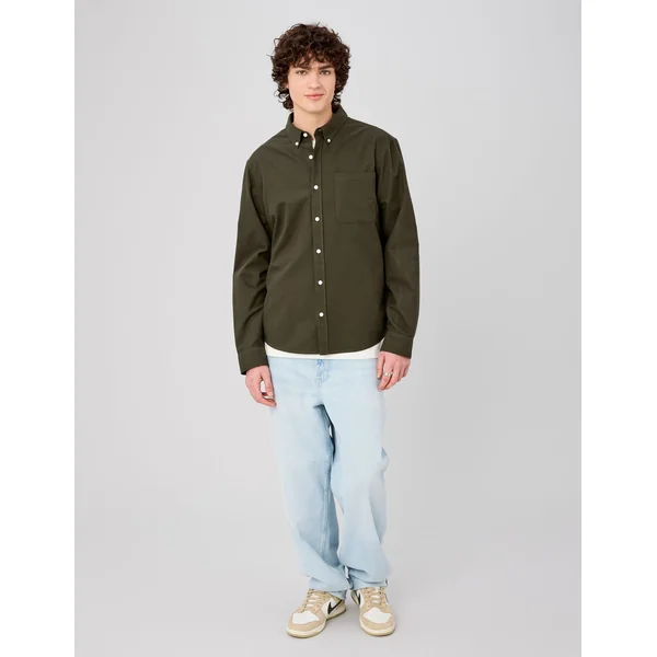 Chemise oxford unie Kaki foncé