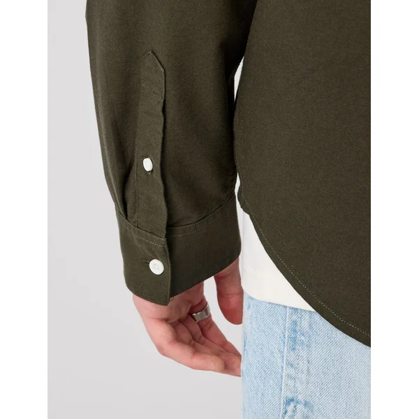 Chemise oxford unie Kaki foncé
