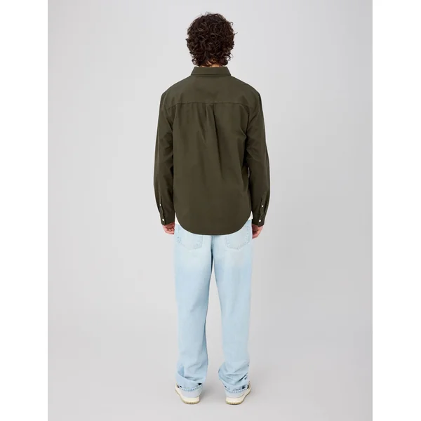 Chemise oxford unie Kaki foncé