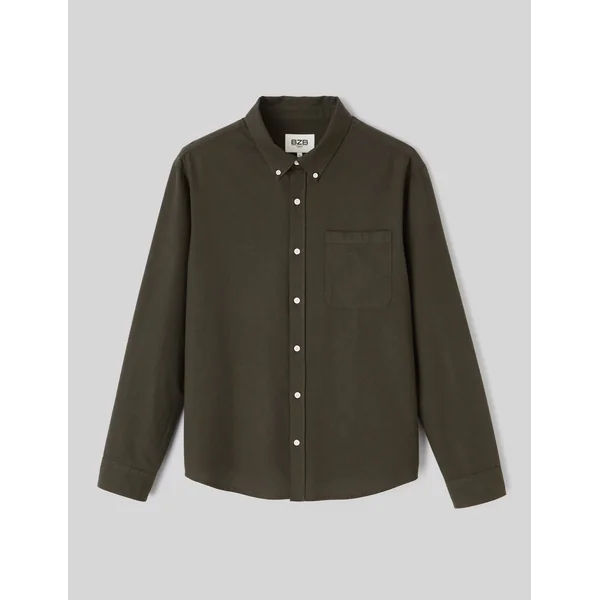 Chemise oxford unie Kaki foncé