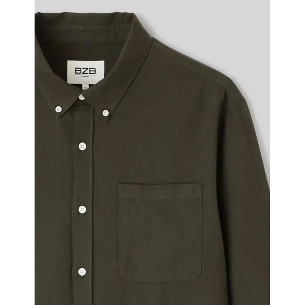 Chemise oxford unie Kaki foncé