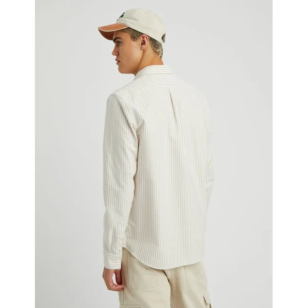 Chemise rayée droite Beige