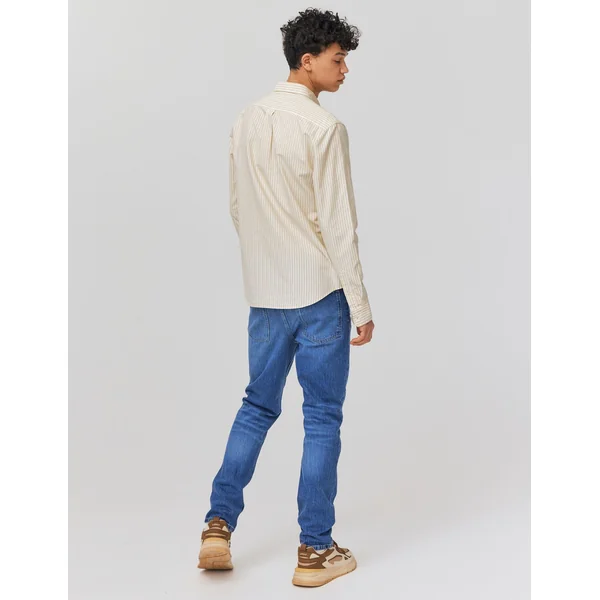 Chemise rayée droite Beige