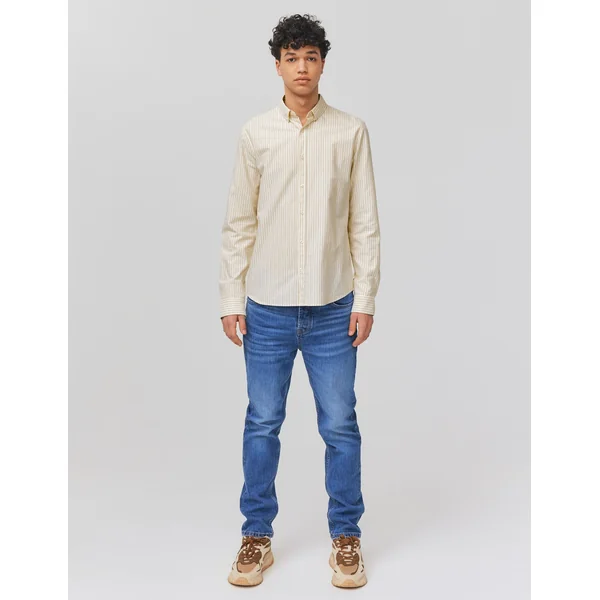 Chemise rayée droite Beige