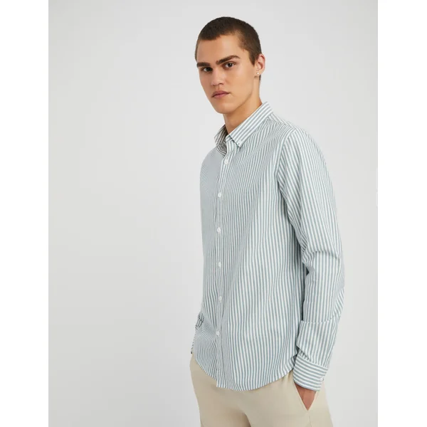 Chemise rayée droite Vert