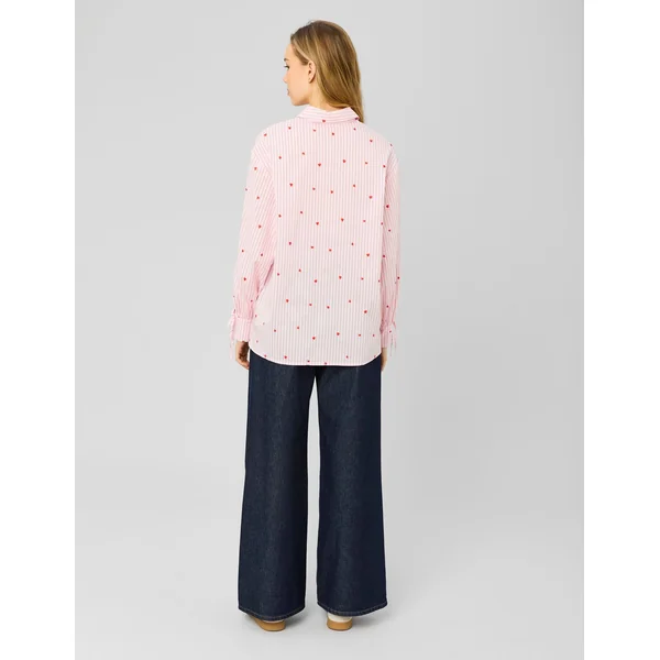 Chemise rayée à motif cœur Rose pâle
