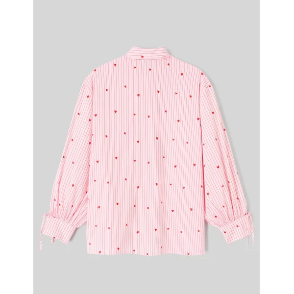 Chemise rayée à motif cœur Rose pâle
