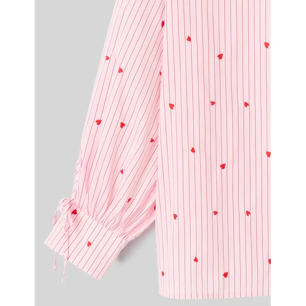 Chemise rayée à motif cœur Rose pâle