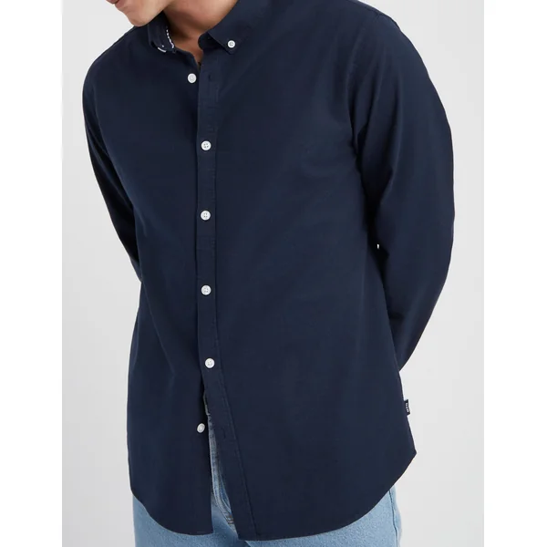 Chemise unie ajustée Bleu foncé