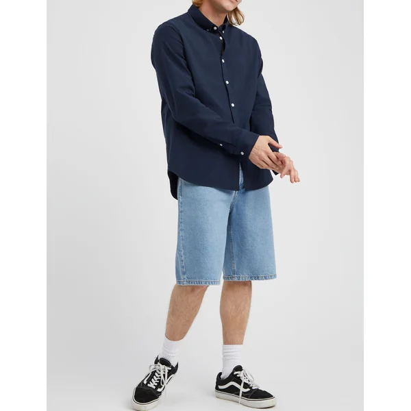 Chemise unie ajustée Bleu foncé