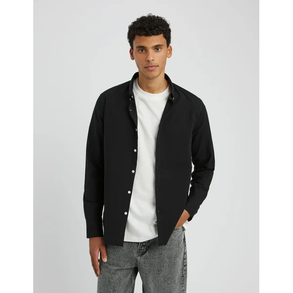 Chemise unie ajustée Noir