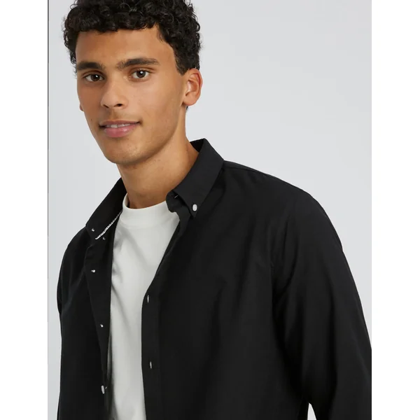 Chemise unie ajustée Noir