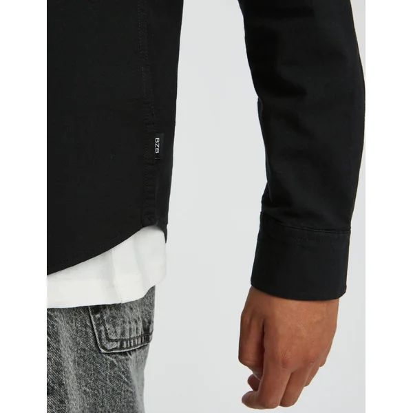 Chemise unie ajustée Noir