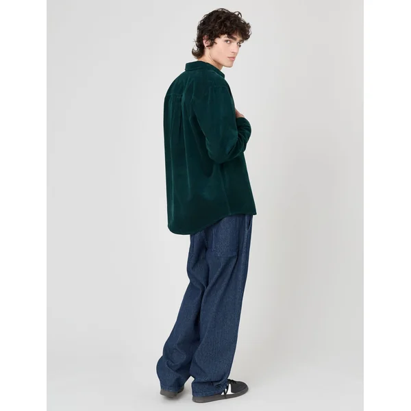 Chemise velours unie Vert