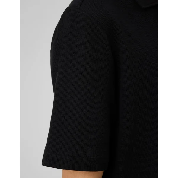 Chemise waffle manches courtes Noir