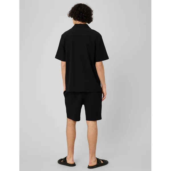 Chemise waffle manches courtes Noir