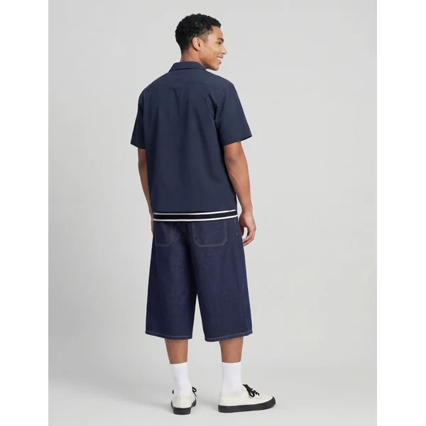 Chemise zippée manches courtes Bleu foncé