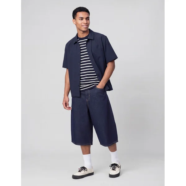 Chemise zippée manches courtes Bleu foncé