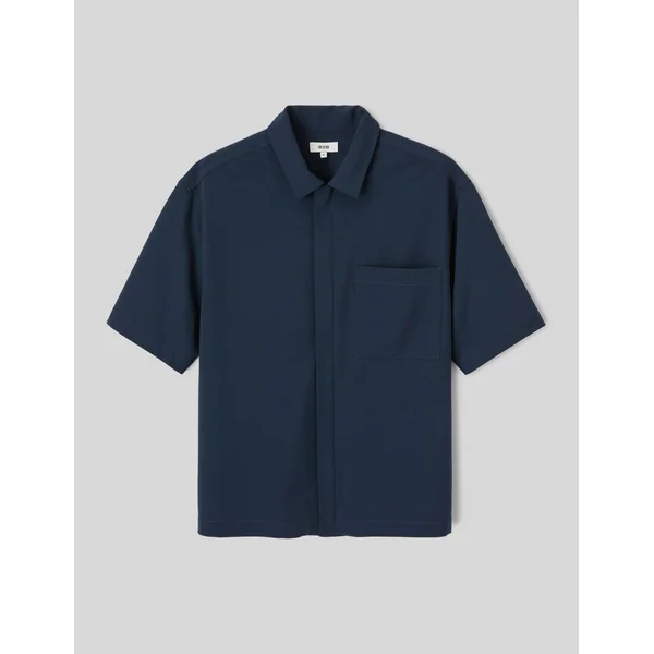 Chemise zippée manches courtes Bleu foncé