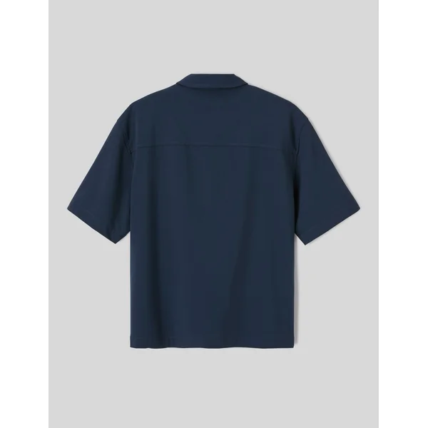 Chemise zippée manches courtes Bleu foncé