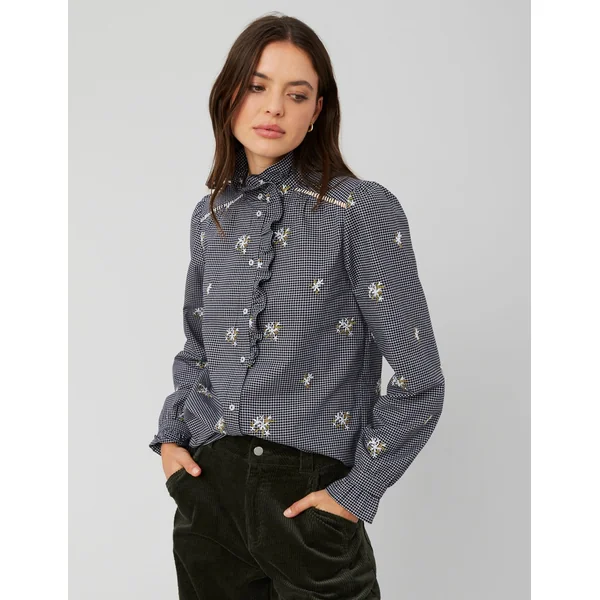 Chemise à carreaux brodée Multicolore