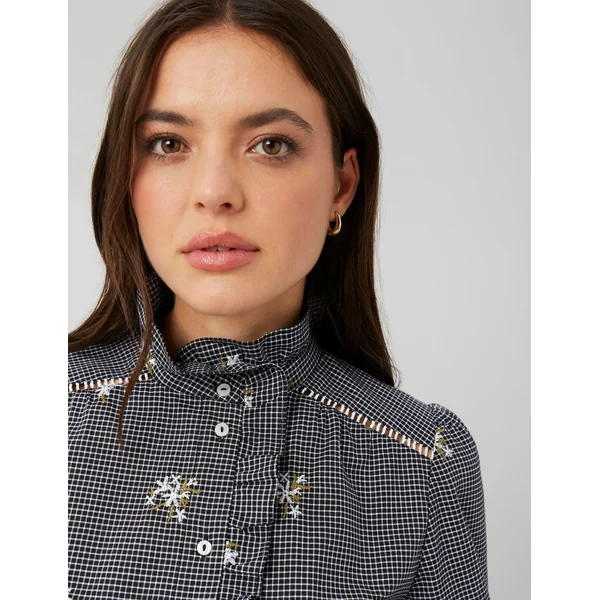 Chemise à carreaux brodée Multicolore