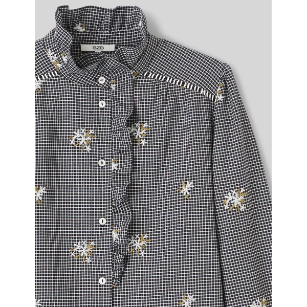Chemise à carreaux brodée Multicolore