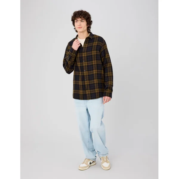 Chemise à carreaux en gaze de coton Blanc/ Ecru