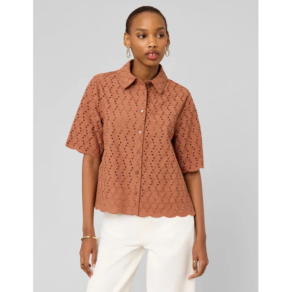 Chemisette en broderie anglaise Camel