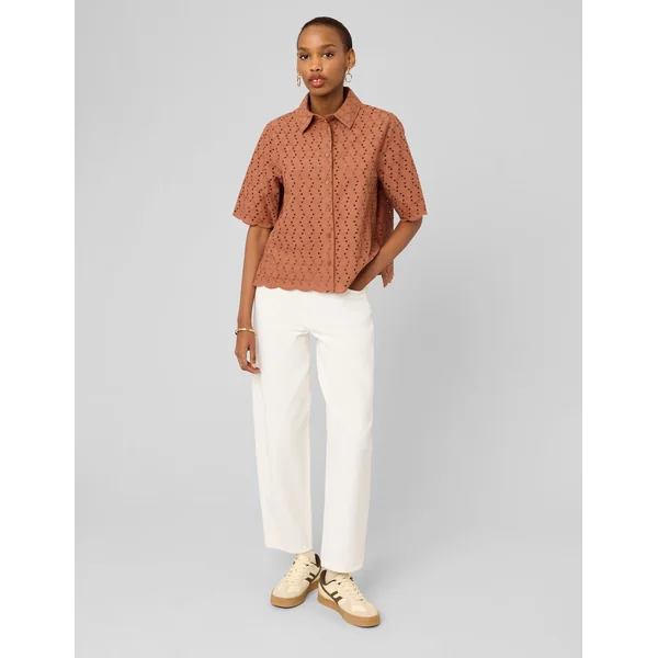 Chemisette en broderie anglaise Camel