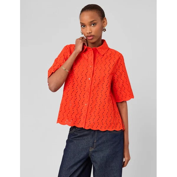 Chemisette en broderie anglaise Rouge
