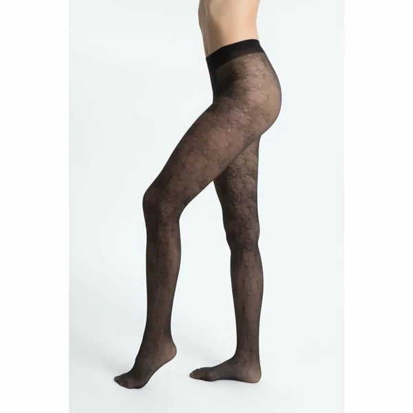 Collant fantaisie Élégance florale femme Dim - Noir Dim