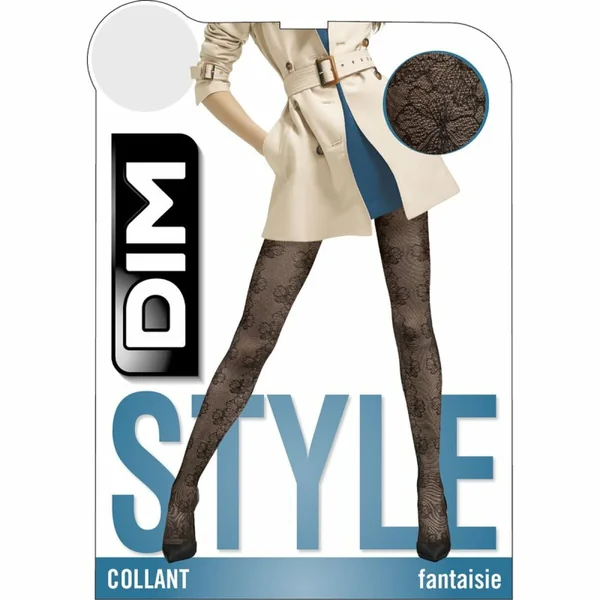 Collant fantaisie Élégance florale femme Dim - Noir Dim