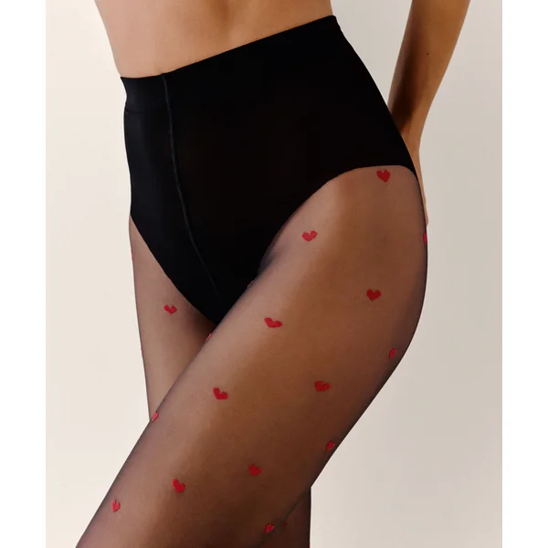 Collants 15 Deniers imprimés - Noir