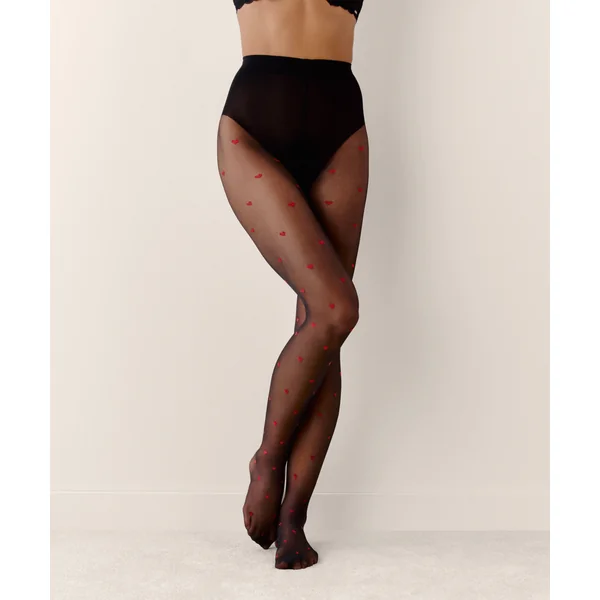 Collants 15 Deniers imprimés - Noir