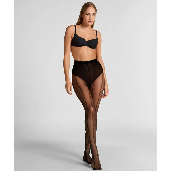 Collants 15 Deniers Lignes Graphiques - Noir