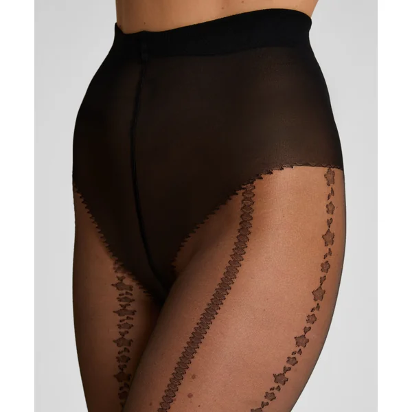 Collants 15 Deniers Lignes Graphiques - Noir