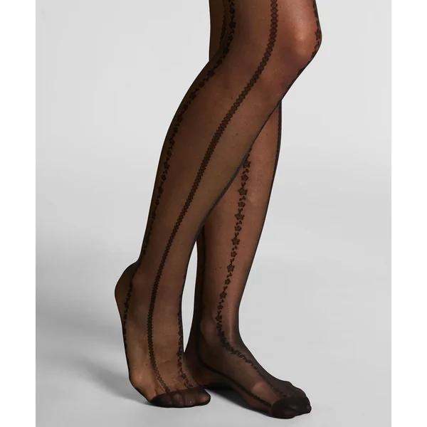 Collants 15 Deniers Lignes Graphiques - Noir