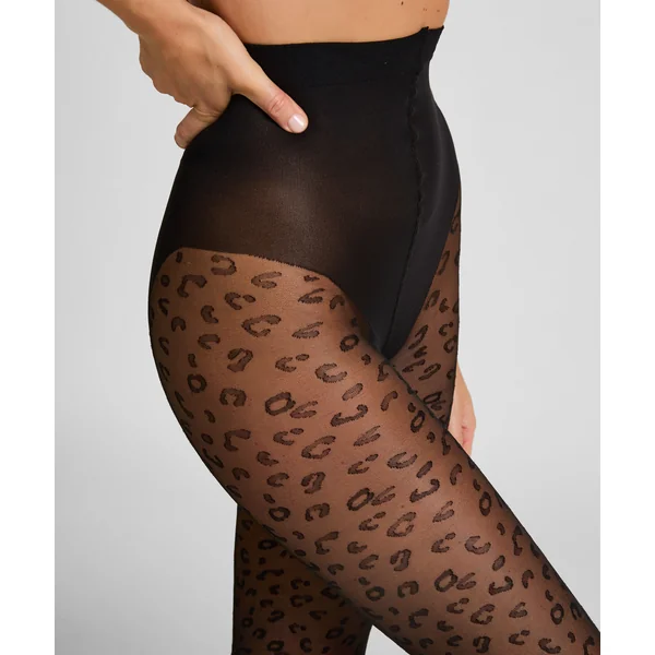 Collants 15 Deniers Léopard - Noir