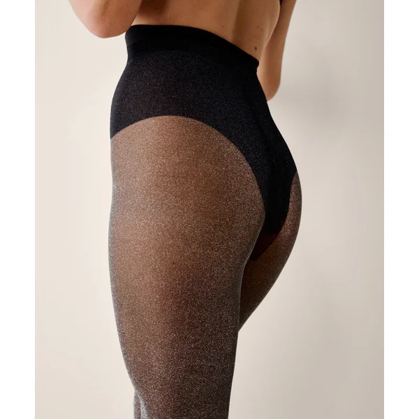 Collants en argent lurex - Noir