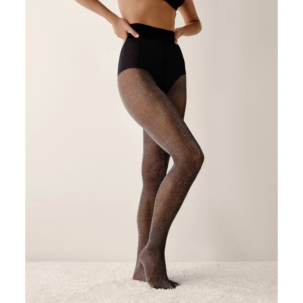 Collants en argent lurex - Noir