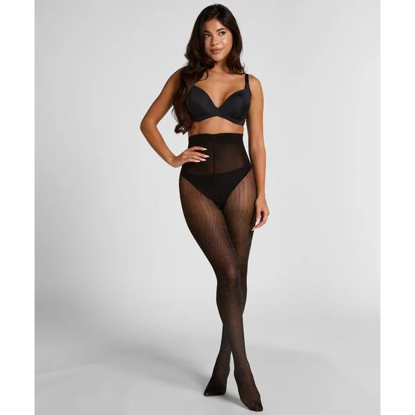 Collants Lurex Dot Stripe - Noir